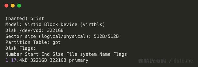 parted print 命令运行结果