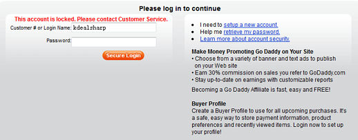 无法登录GoDaddy，This account is locked